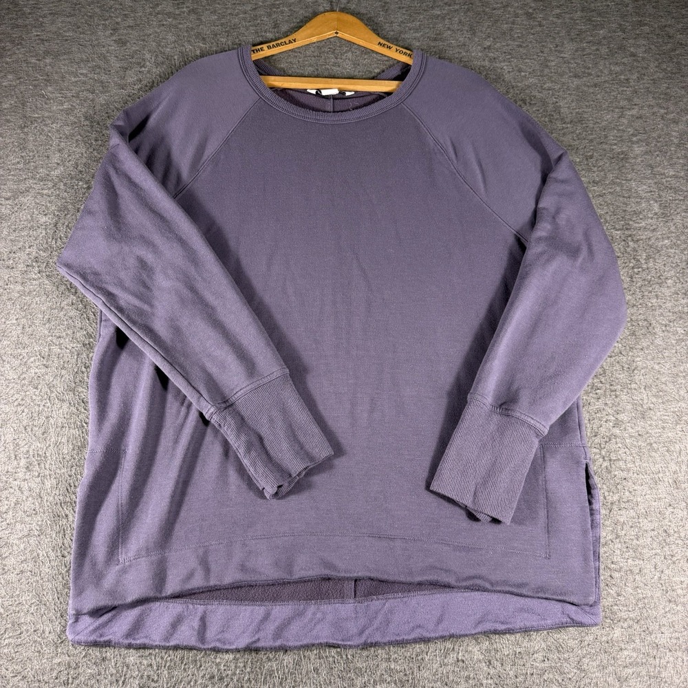 Athleta Coaster Luxe Recover Sweatshirt Large Purple Thumb Holes Leisure Lounge